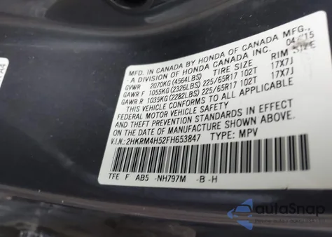 2015 Honda Cr-V Ex z USA, uszkodzony, nr VIN 2HKRM4H52FH653847